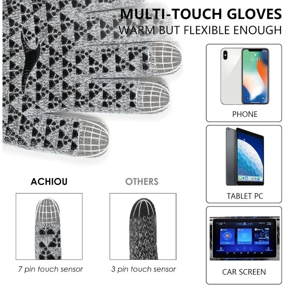 Women's Paris Grey Upgraded Touch Screen Thermal Soft Knit Lining Winter Gloves